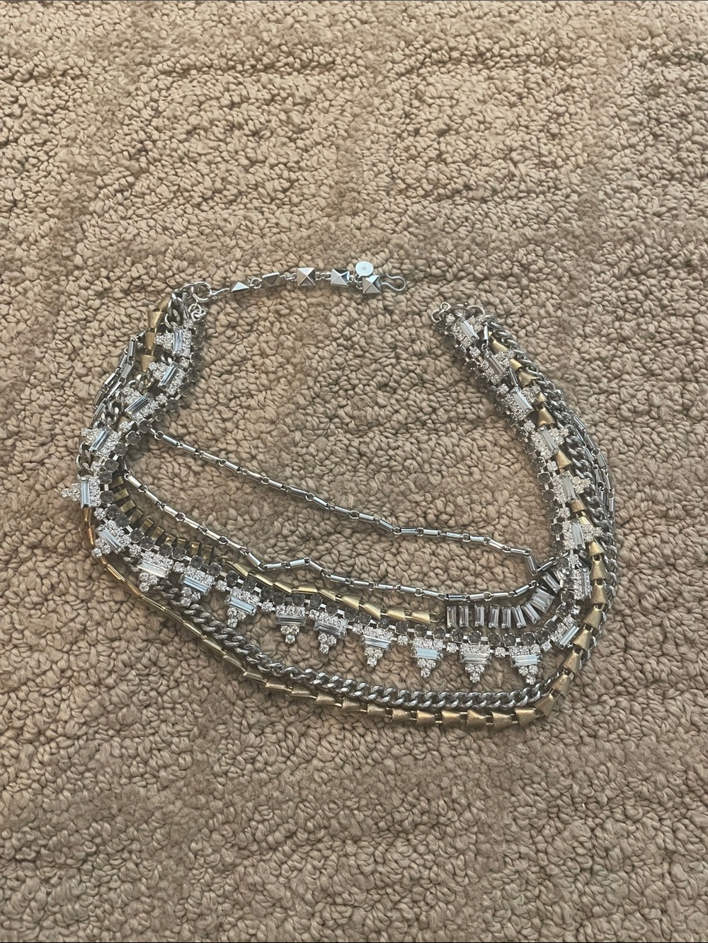 Stella & Dot Silver and Gold Multi-Strand Crystal Necklace - Picture 5 of 5